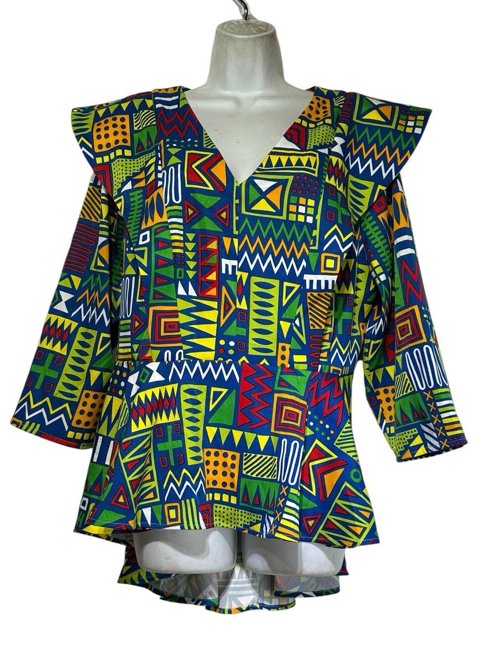 Ashro Emika Dashiki Top African Inspired Traditional Tunic Top Blouse Size 16